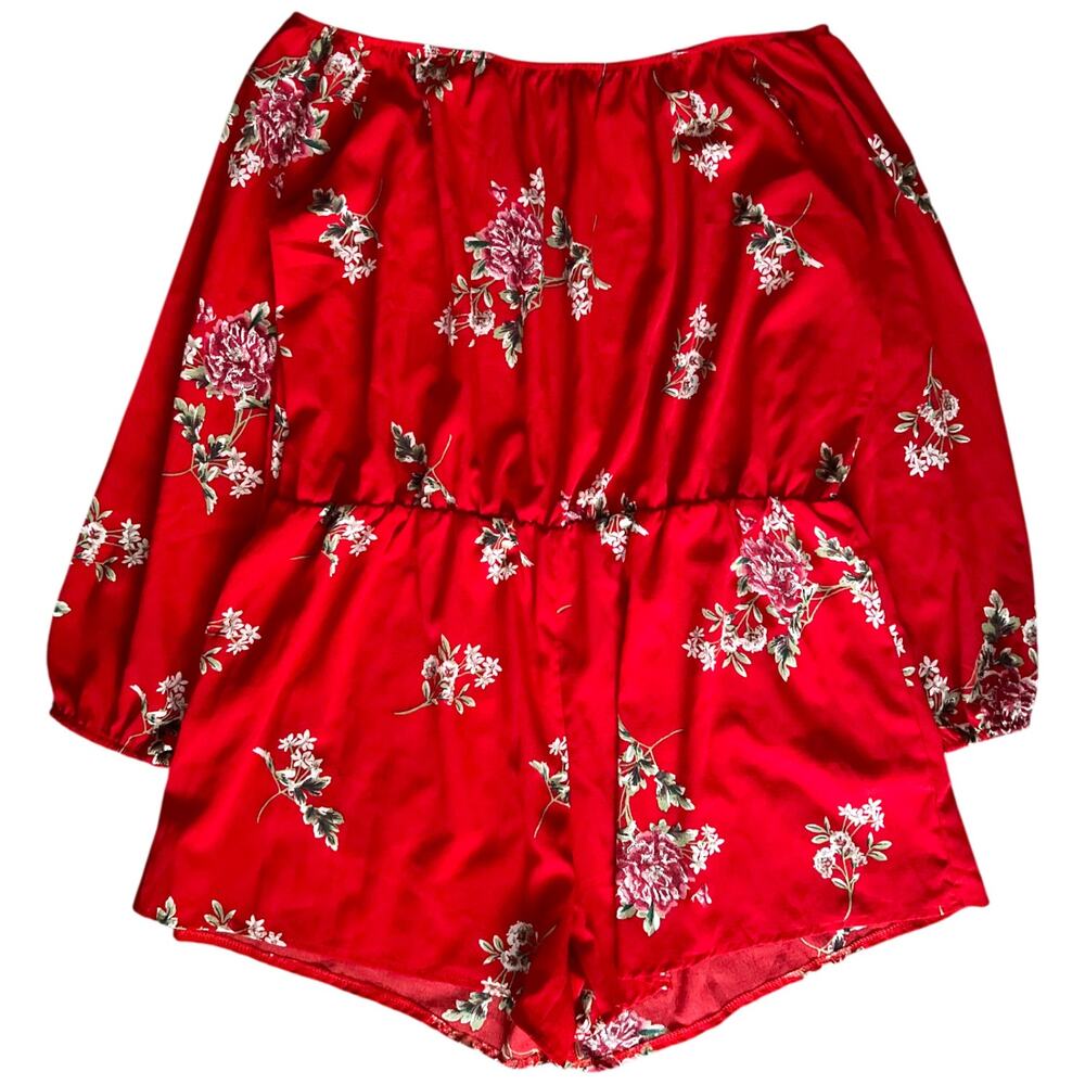 Red Floral Romper, 2XL